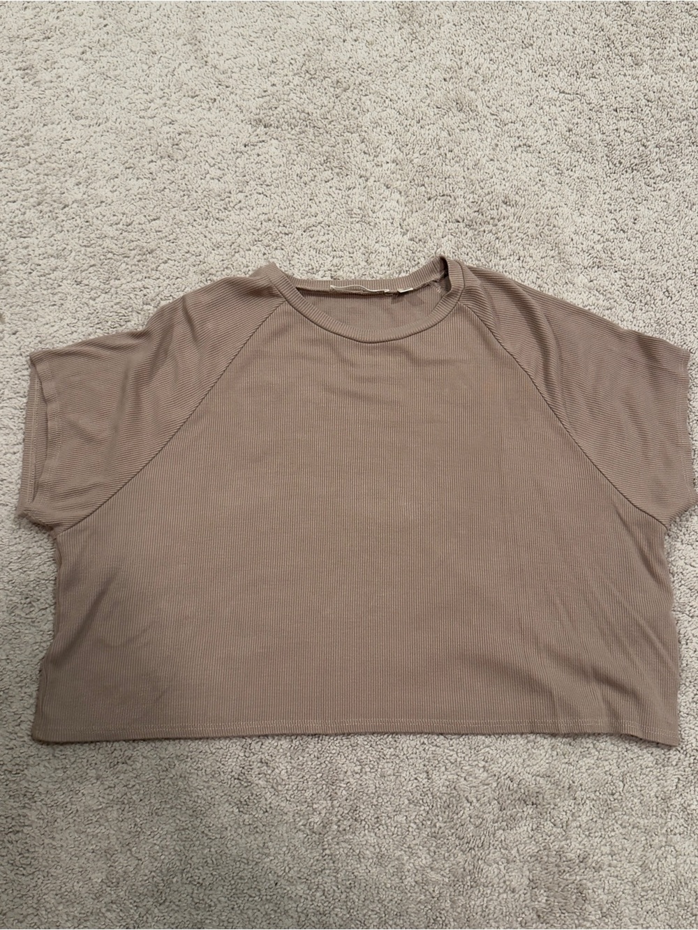 Cyrus Ribbed Taupe Short Sleeve Crop Top